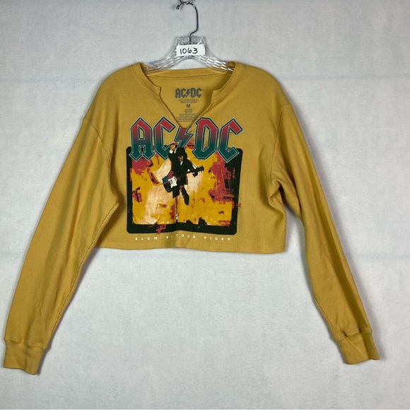 ACDC Rock Long Sleeve Waffle Knit Graphic Tee - Picture 1 of 7